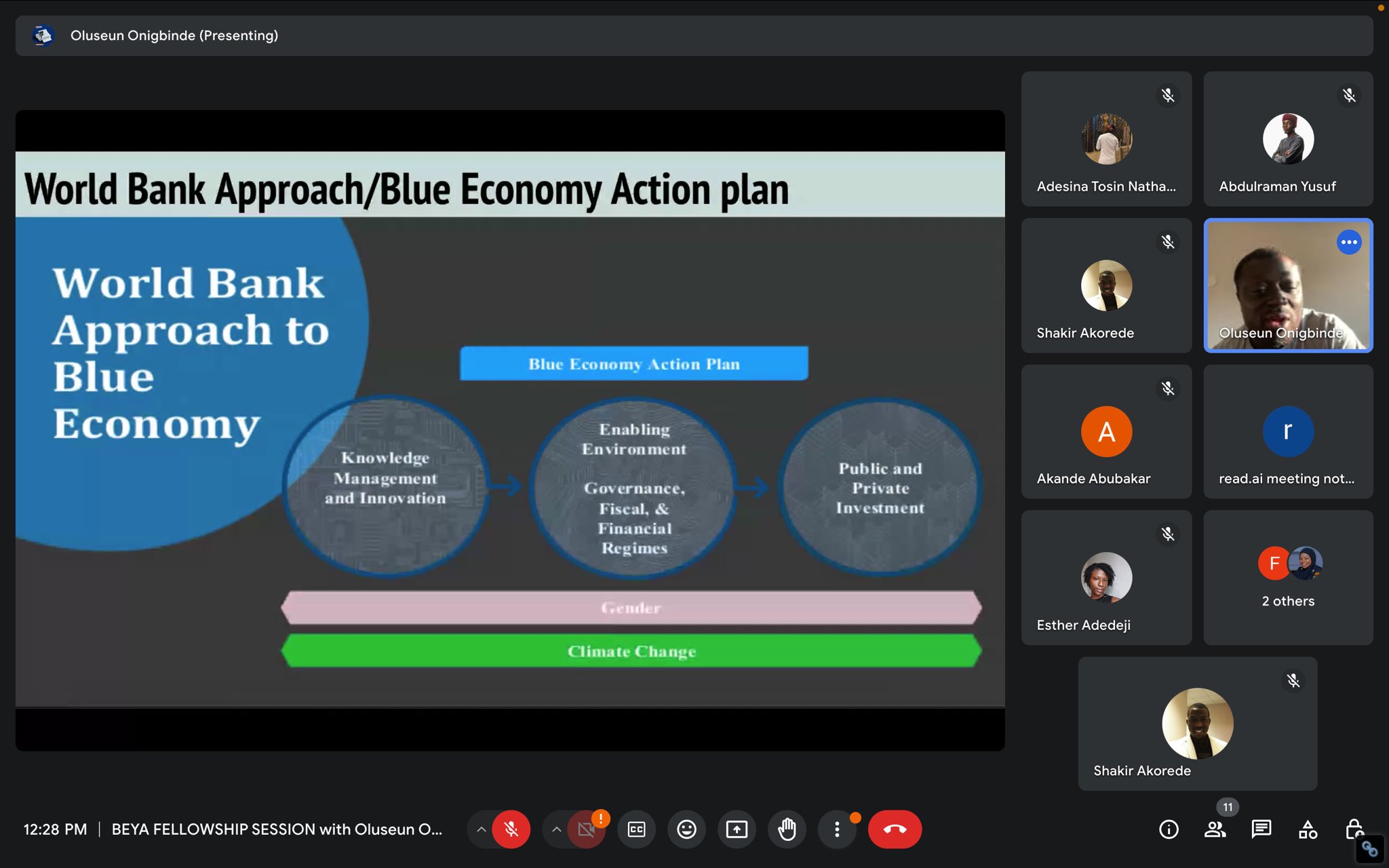 Oluseun Onigbinde presenting World Bank Blue Economy Action Plan