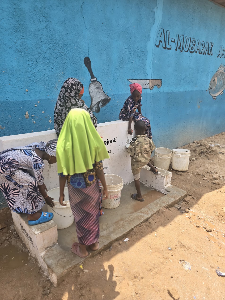 Water flowing from taps at a WatAlive installation